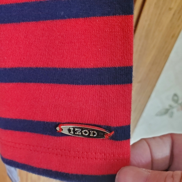 Izod red 3/4 sleeve midi in red rover combo red and blue cotton size L - Picture 5 of 10